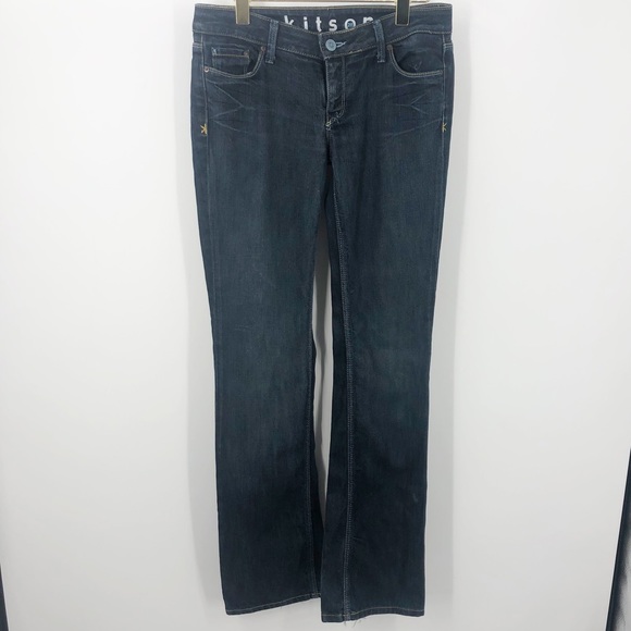 Kitson Flare Boot Cut Leg Jeans Womens 28 Dark Wash K0010AK (Rock Mo) Deep Y2K - Picture 1 of 7